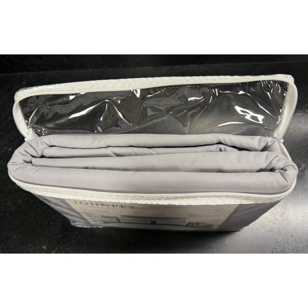 Johnpey Luxury Bedding King Duvet Cover Set Gray White Border Hotel Style 3 Pc